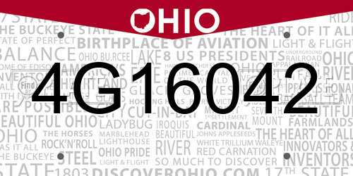 4G16042 Ohio License Plate