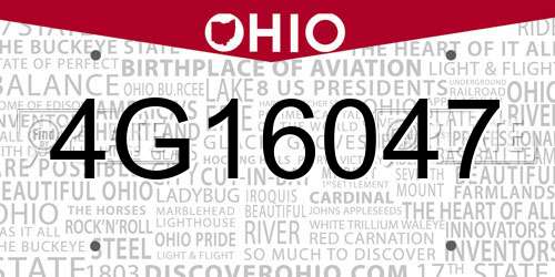 4G16047 Ohio License Plate