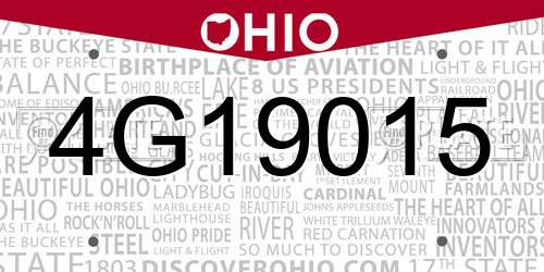 4G19015 Ohio License Plate