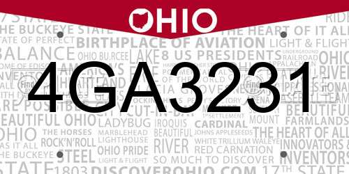 4GA3231 Ohio License Plate