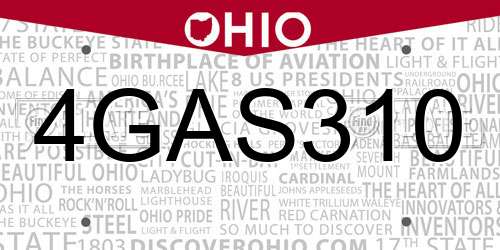 4GAS310 Ohio License Plate