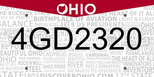 4GD2320 Ohio License Plate