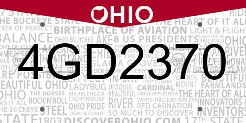 4GD2370 Ohio License Plate