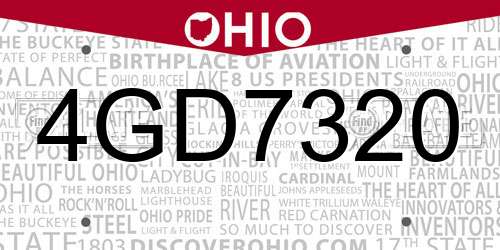 4GD7320 Ohio License Plate