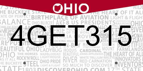 4GET315 Ohio License Plate