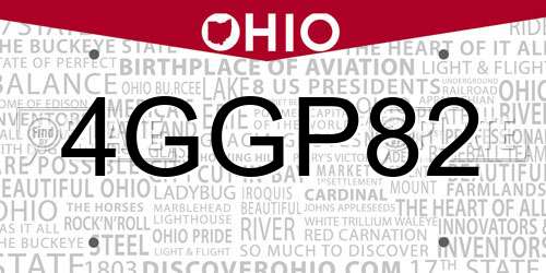 4GGP82 Ohio License Plate