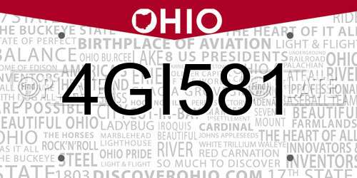4GI581 Ohio License Plate