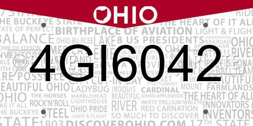 4GI6042 Ohio License Plate