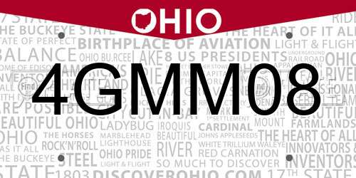 4GMM08 Ohio License Plate