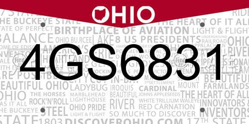 4GS6831 Ohio License Plate