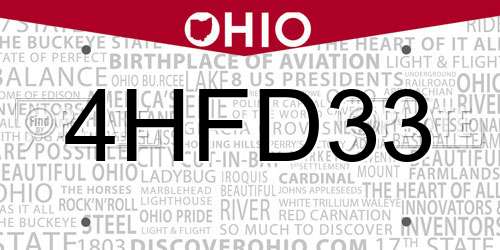 4HFD33 Ohio License Plate