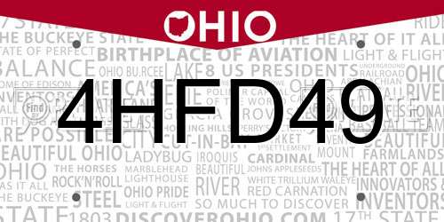 4HFD49 Ohio License Plate