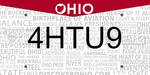 4HTU9 Ohio License Plate