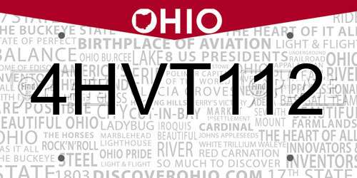 4HVT112 Ohio License Plate