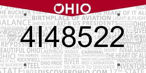 4I48522 Ohio License Plate