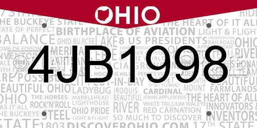 4JB1998 Ohio License Plate