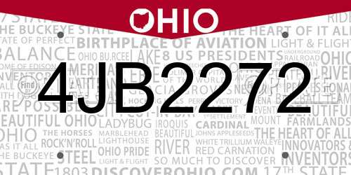 4JB2272 Ohio License Plate