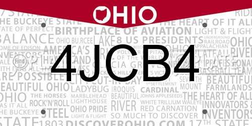 4JCB4 Ohio License Plate