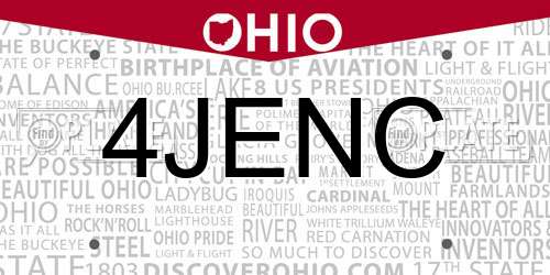 4JENC Ohio License Plate