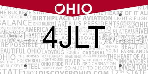 4JLT Ohio License Plate