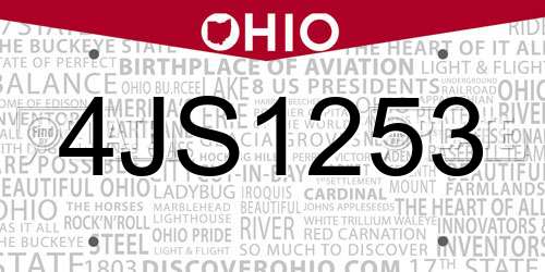 4JS1253 Ohio License Plate