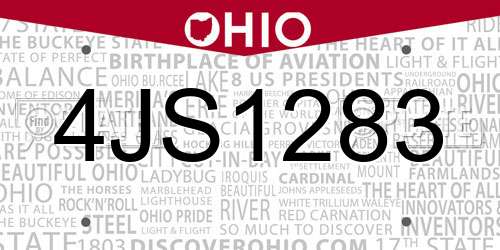 4JS1283 Ohio License Plate