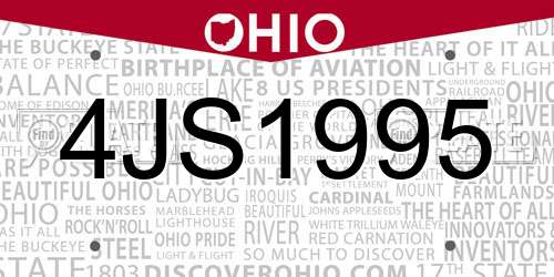 4JS1995 Ohio License Plate