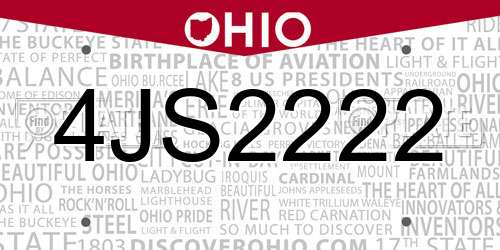 4JS2222 Ohio License Plate