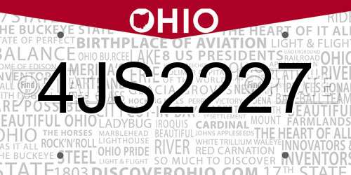 4JS2227 Ohio License Plate