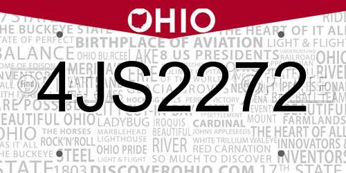4JS2272 Ohio License Plate