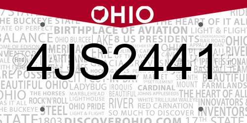 4JS2441 Ohio License Plate