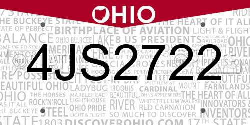 4JS2722 Ohio License Plate