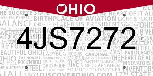 4JS7272 Ohio License Plate