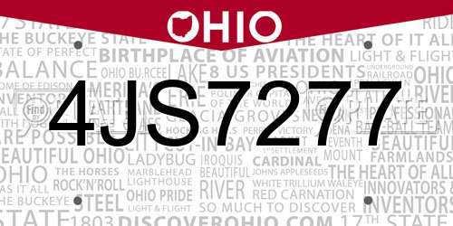 4JS7277 Ohio License Plate