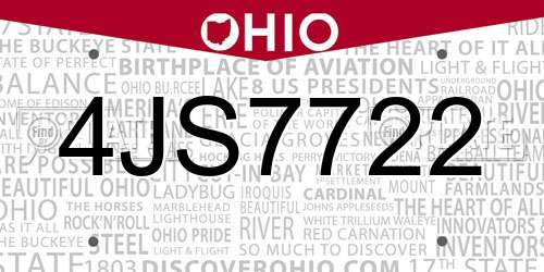 4JS7722 Ohio License Plate