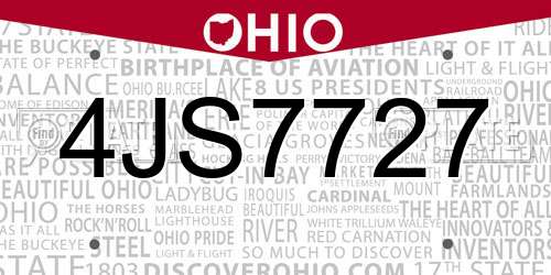 4JS7727 Ohio License Plate