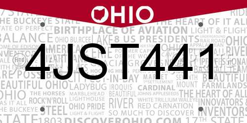4JST441 Ohio License Plate