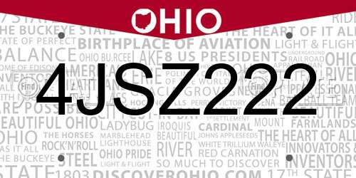 4JSZ222 Ohio License Plate