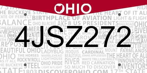 4JSZ272 Ohio License Plate