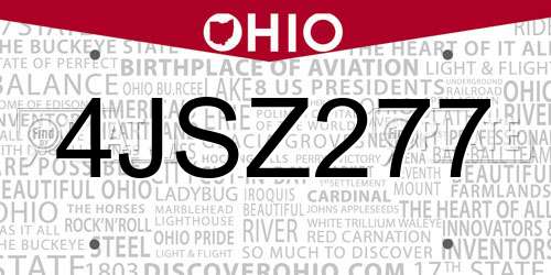 4JSZ277 Ohio License Plate