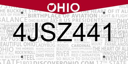 4JSZ441 Ohio License Plate