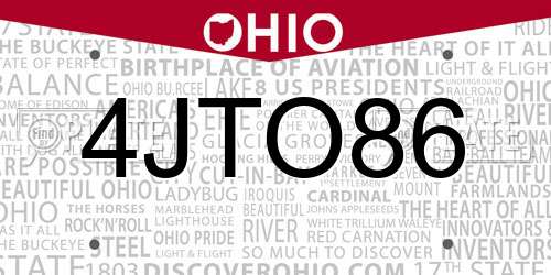 4JTO86 Ohio License Plate