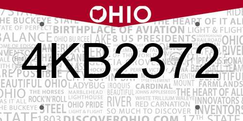 4KB2372 Ohio License Plate