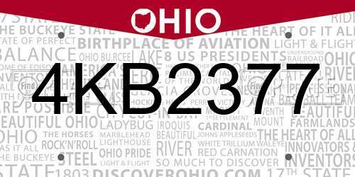 4KB2377 Ohio License Plate