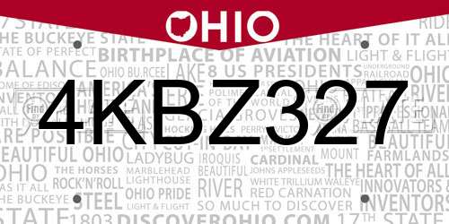 4KBZ327 Ohio License Plate