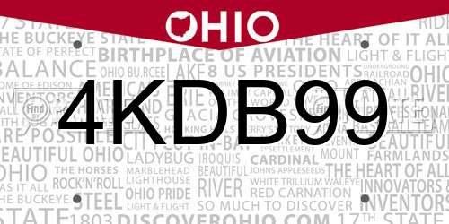 4KDB99 Ohio License Plate