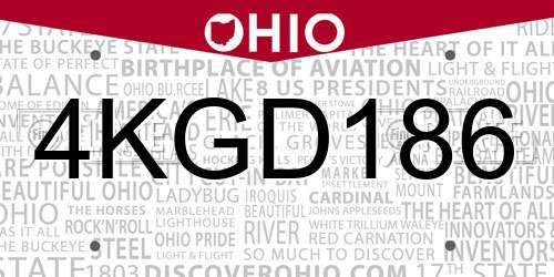 4KGD186 Ohio License Plate