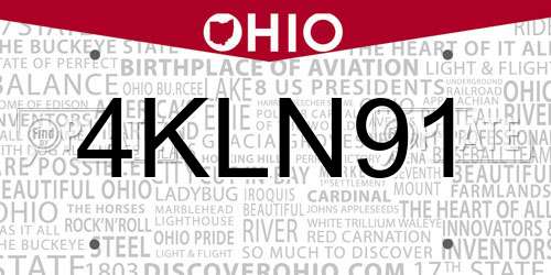 4KLN91 Ohio License Plate