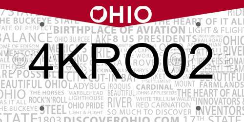 4KRO02 Ohio License Plate