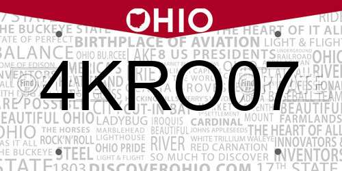 4KRO07 Ohio License Plate